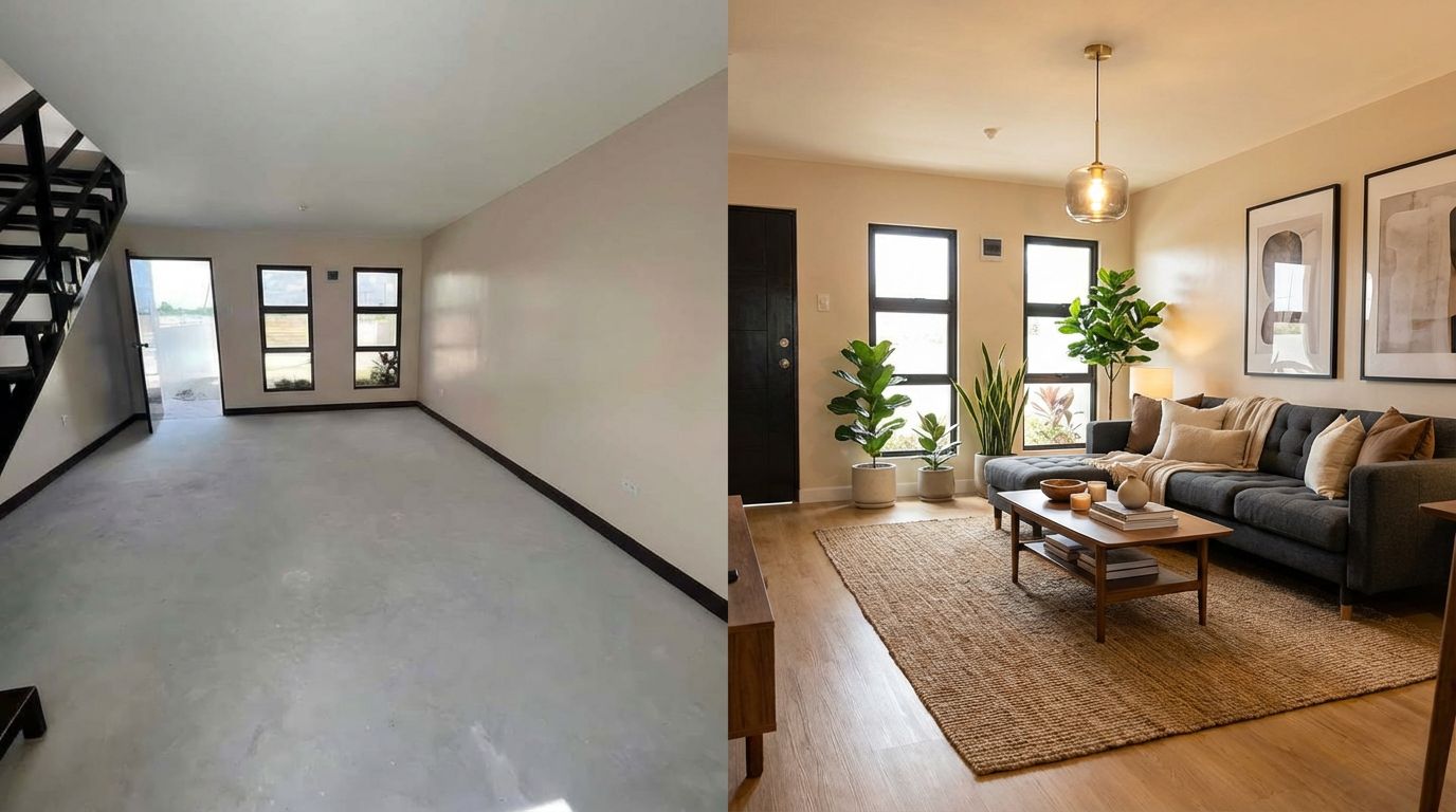 Contemporary interior space of a newly finished building